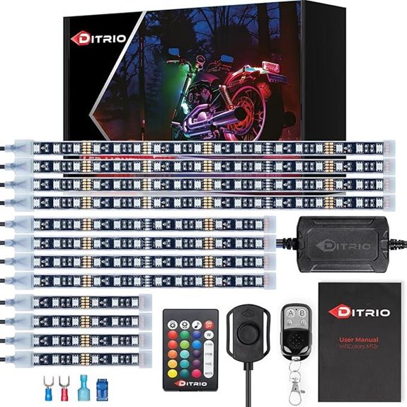 DITRIO 12pcs RGB LED Strip Light Kit for Vehicles