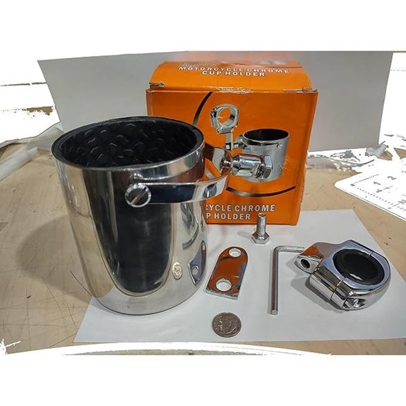 Chrome Motorcycle Cup Holder with Adjustable Clamp