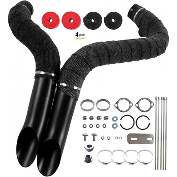 Black LAF Exhaust Pipes with Flange Kits for Harley Bikes