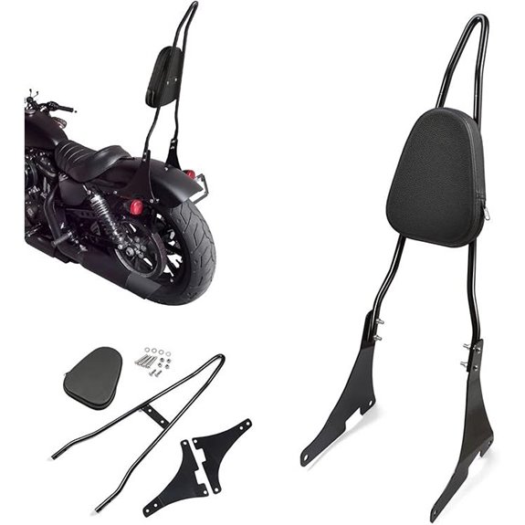 PBYMT Black Detachable Harley Sportster Passenger Backrest