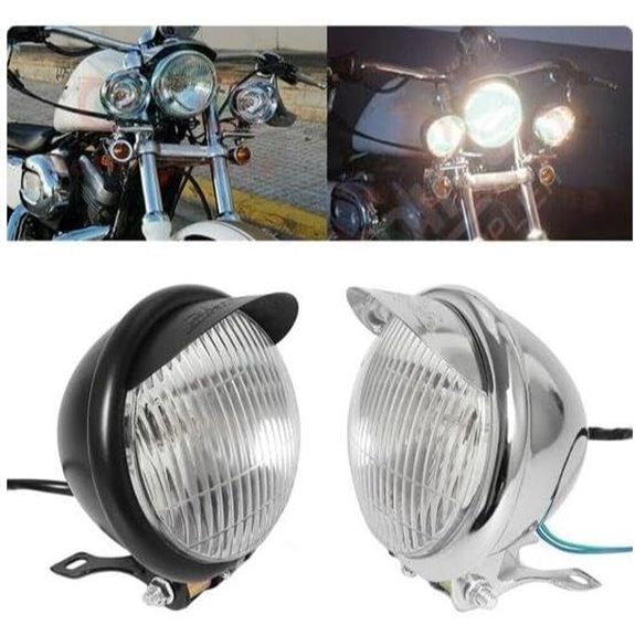 Black Motorcycle Headlight for Cruiser and Bobber