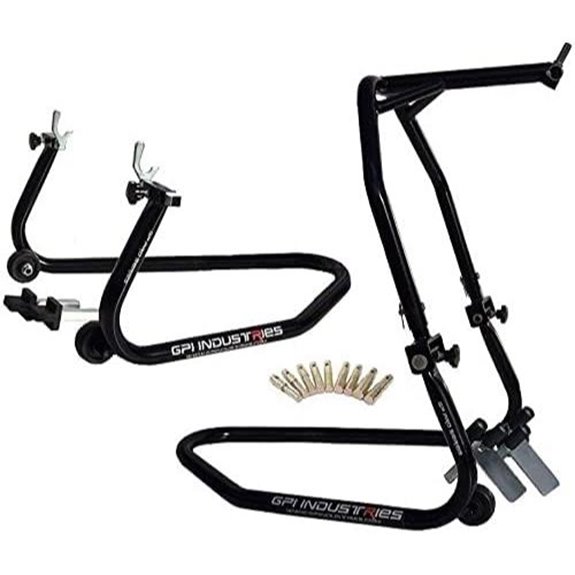 GP Pro Gloss Black Motorcycle Paddock Stand Set