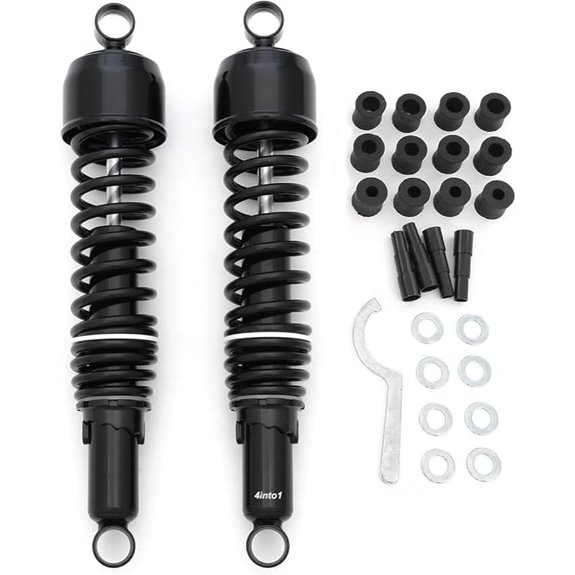 Black Dual Spring Motorcycle Rear Shocks Pair