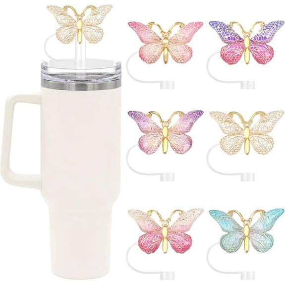 Butterfly Straw Cover Caps for Stanley Tumblers (6 Pack)