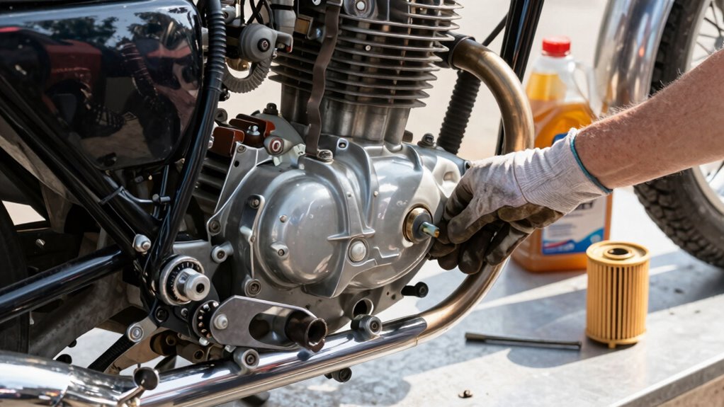 changing old motorcycle oil