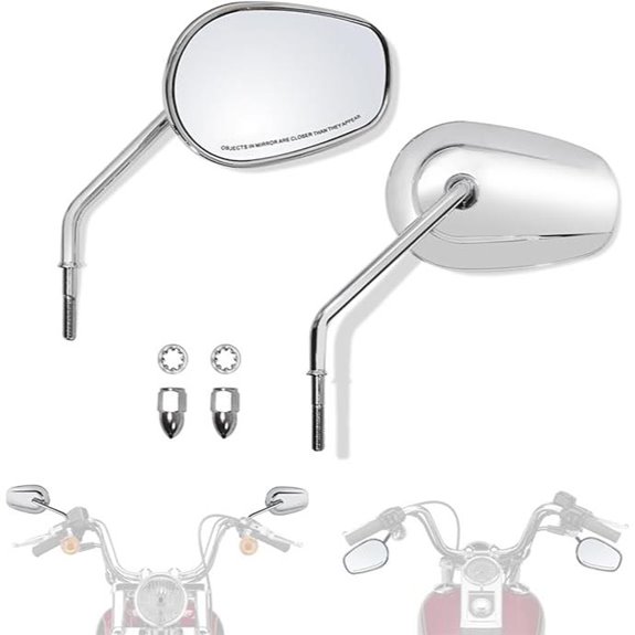 FOVPLUE Harley Handlebar Mirror Set Chrome