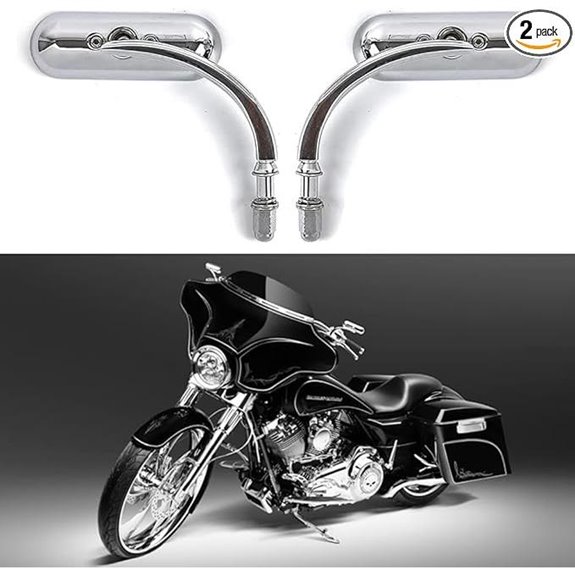 Chrome Oval Motorcycle Mirrors for Harley Davidson