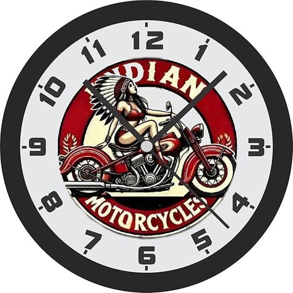 Indian Motorcycles Wall Clock with Colorful Graphics