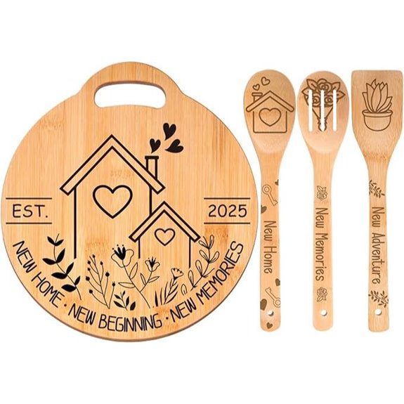 Engraved Bamboo Cutting Board Set for Housewarming