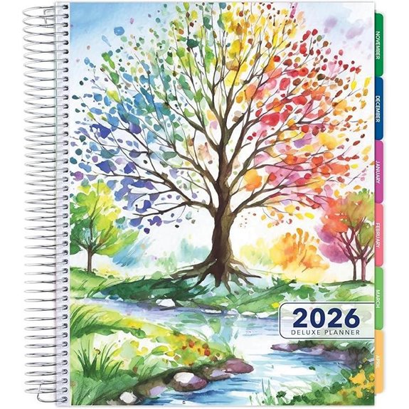 2026 Deluxe Planner with Tabs Stickers Pocket