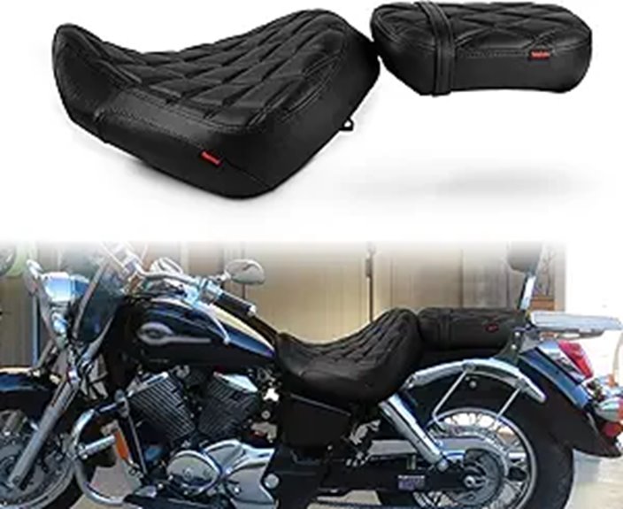 Two-Up Motorcycle Passenger Seat Cushion Diamond Pattern