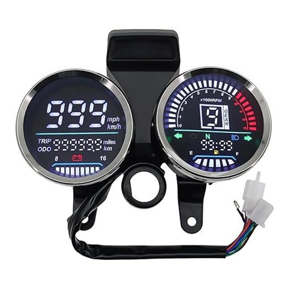 Motorcycle Speedometer with Digital Tachometer and Connectors