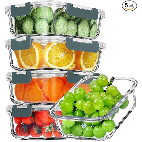 VERONES 5 Pack Glass Meal Prep Containers