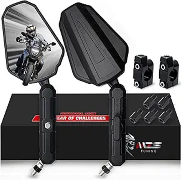 MZS Foldable Motorcycle Rear View Mirrors (Black)
