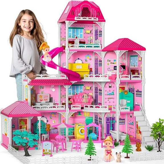 Doloowee Dollhouse for Girls 4 Stories 10 Rooms