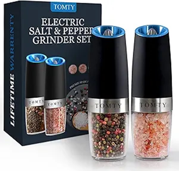 Gravity Electric Salt & Pepper Grinder Set for Kitchen