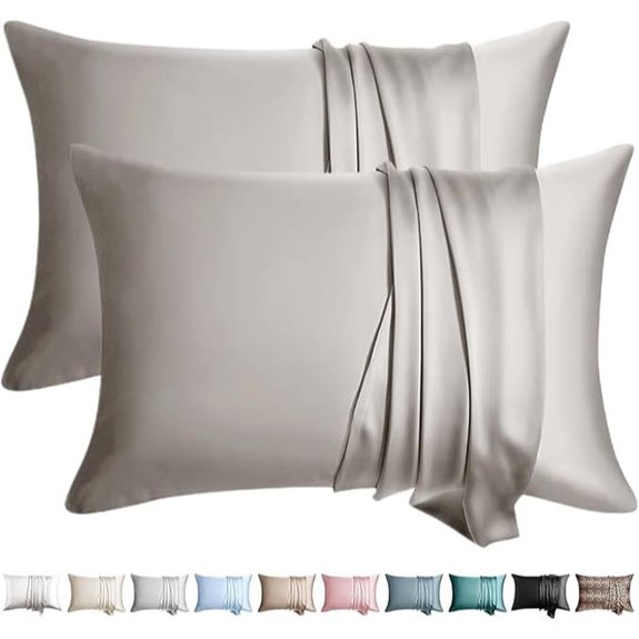 Silk Pillow Cases 2 Pack Queen Size Grey