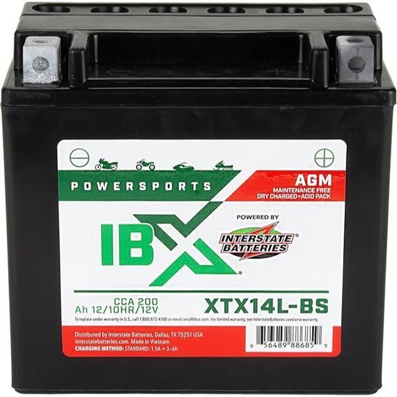 Interstate YTX14L-BS 12V Powersports Battery for Harley