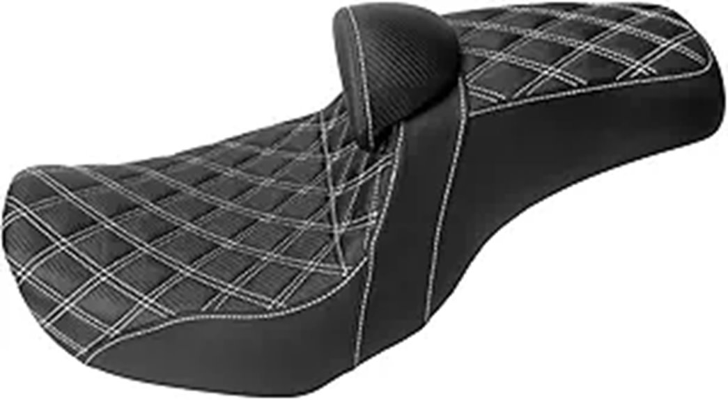 Motorcycle Two-Up Seat for Harley Dyna (White Stitching)