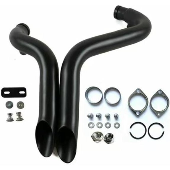 2 LAF Exhaust Pipes w/Flange Kits for Harley Sportster Dyna Matte Black