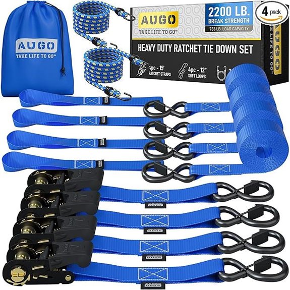 AUGO Heavy Duty Ratchet Straps 4 Pack