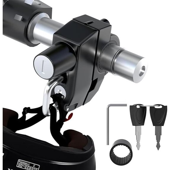 Motorcycle Helmet Lock with Keys and Storage Hook