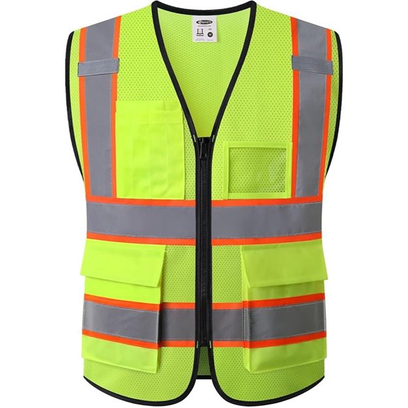 JKSafety Hi Vis Safety Vest with Pockets and Zipper