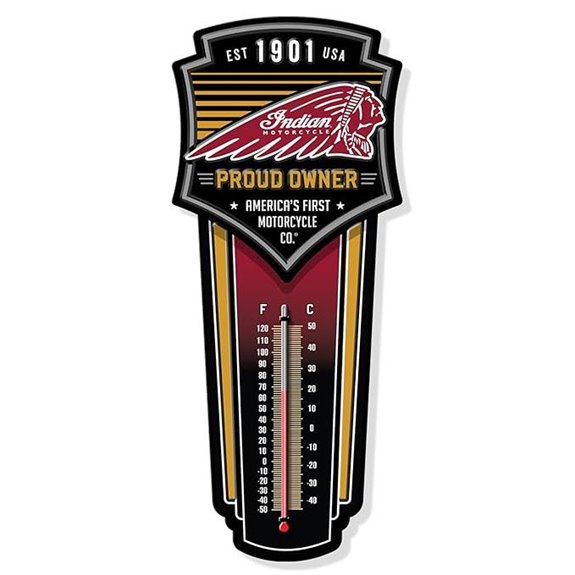 Indian Motorcycle Thermometer Steel Embossed Sign