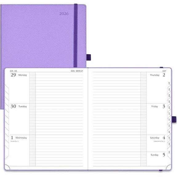 POPRUN 2026 Weekly & Monthly Planner Lavender Hardcover