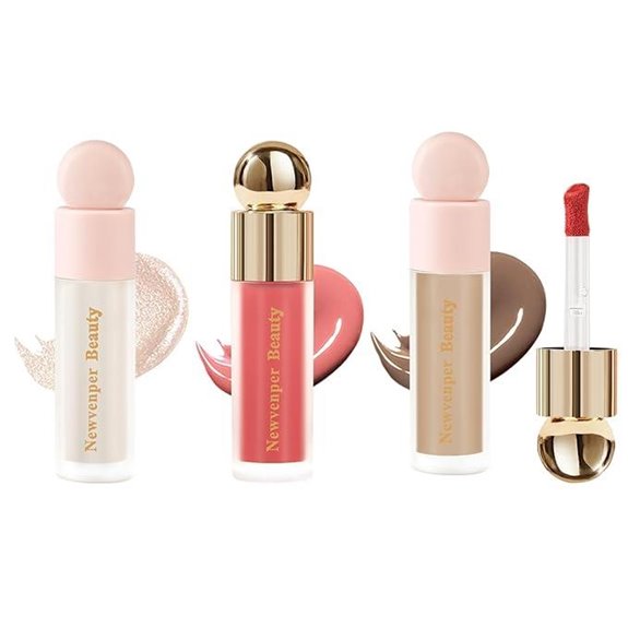 Liquid Contour Highlighter Blush Set with Face Brush