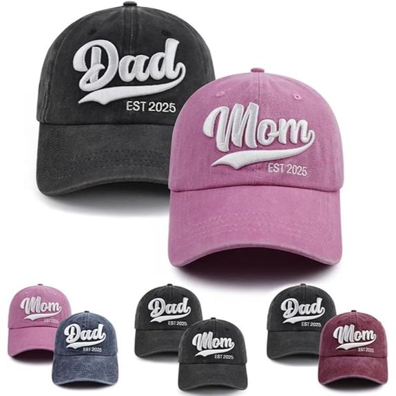 2PCS Mom & Dad EST 2025 2026 Embroidered Baseball Caps