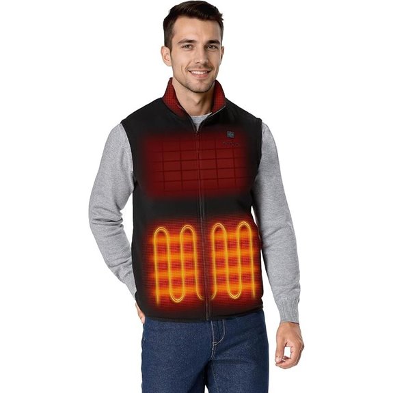 ORORO Men's 4-Zone Heated Fleece Vest with Battery