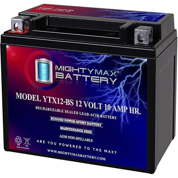 Mighty Max YTX12-BS 12V Battery for Kawasaki Vulcan