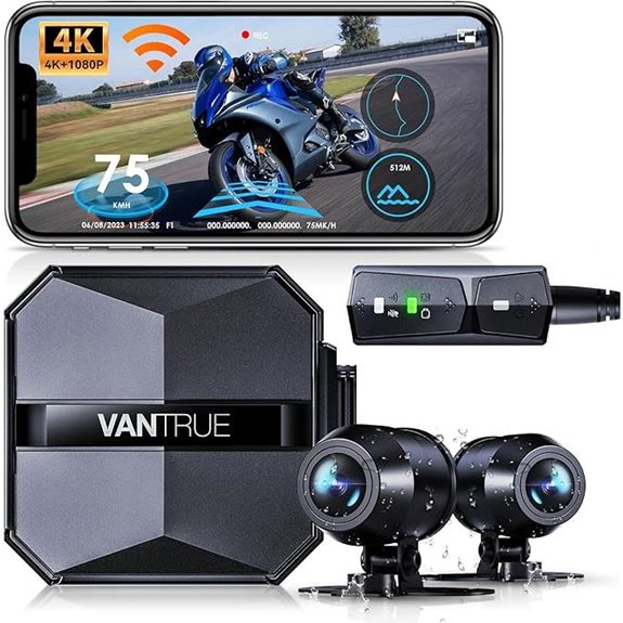 Vantrue F1 Motorcycle 4K Dash Cam with GPS and Night Vision and Night Vision