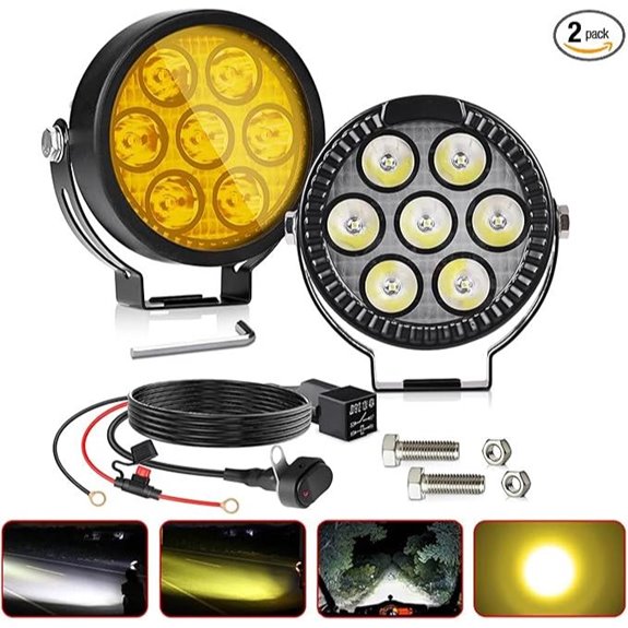 Motorcycle LED Fog Light Kit with Switch and Harness