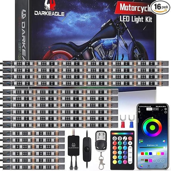 16PCS RGB Motorcycle LED Light Kit with Remote