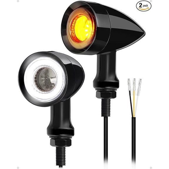 Benlari Motorcycle LED Turn Signal Lights (Black/White Amber)