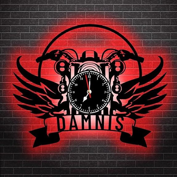 Personalized Motorcycle Wall Clock with LED Light Gift