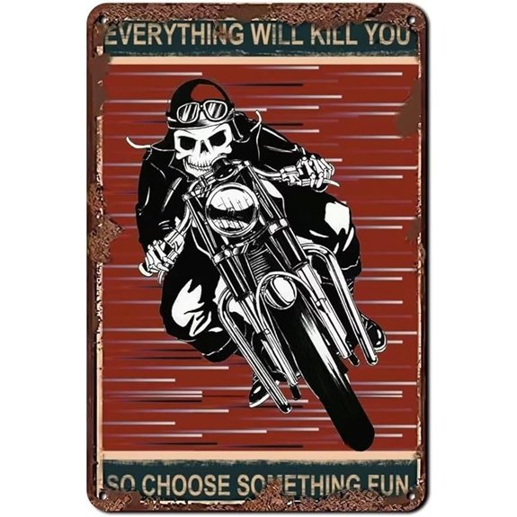 Motorcycle Skull Metal Tin Sign Wall Decoration
