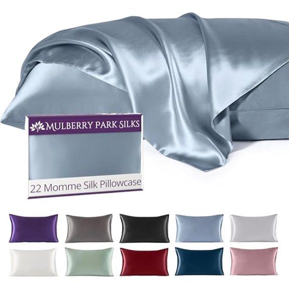 Mulberry Park 100% Silk Pillowcase Steel Blue