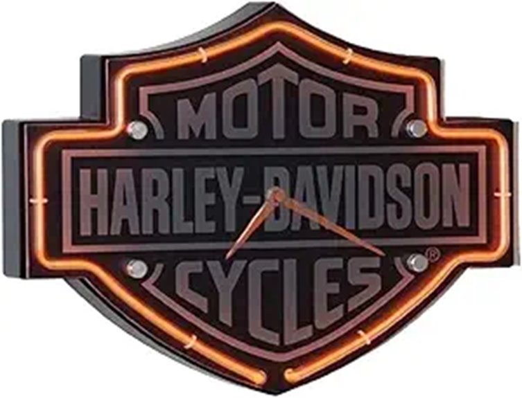 Harley-Davidson® Etched Bar & Shield Shaped Neon Clock