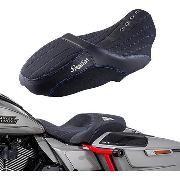 AdvanBlack CVO Road Glide Motorcycle Seat with Orange Stitching
