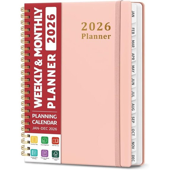 2026 Weekly & Monthly Planner with Tabs and Pocket