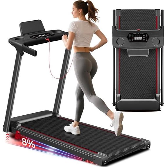 portable incline treadmill with led