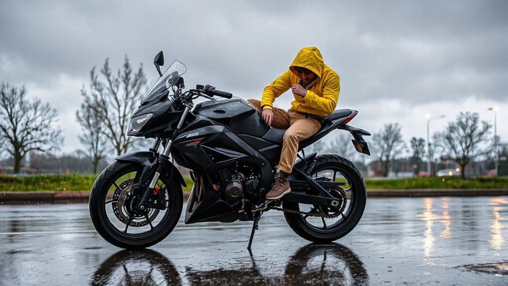 rain causes motorcycle stalls
