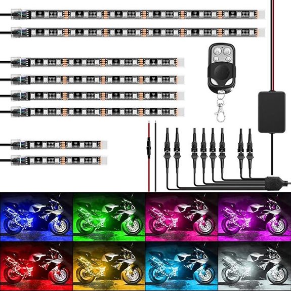 Nilight 8PCS RGB Motorcycle LED Light Kit with Remote