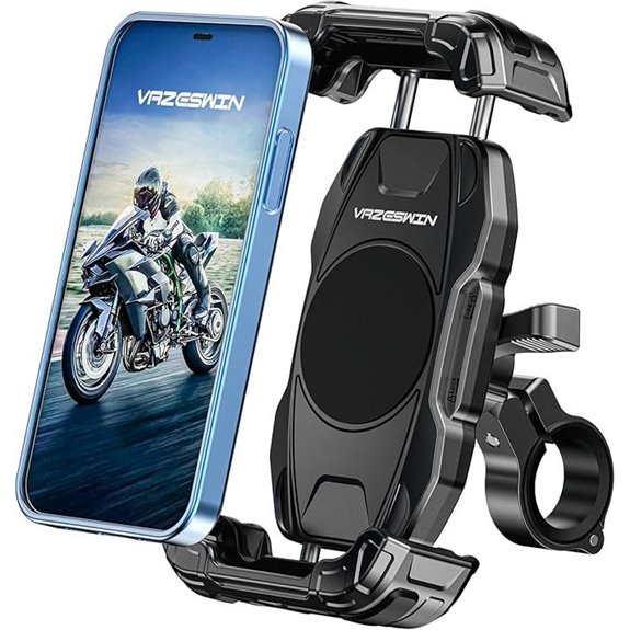 Motorcycle Phone Mount with Lock and Handlebar Clamp