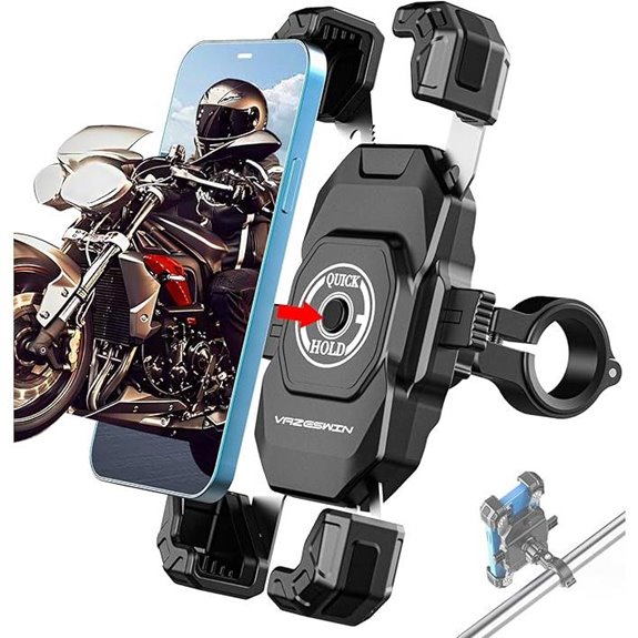 Motorcycle Phone Mount with Lock and Handlebar Adapter