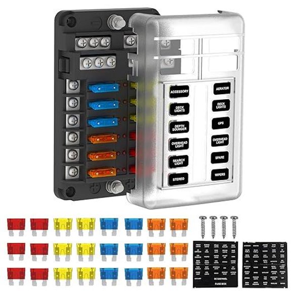 12-Way DC Fuse Block Panel with LED Indicator