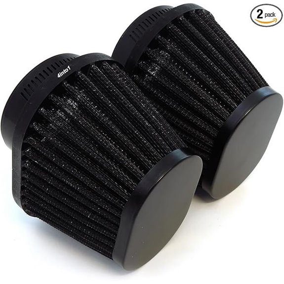 2 Pack 50mm High Flow Oval Clamp-On Air Filters